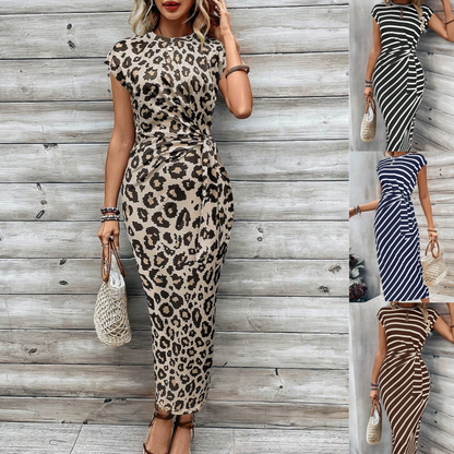 Women's Striped Tie Waist Dress