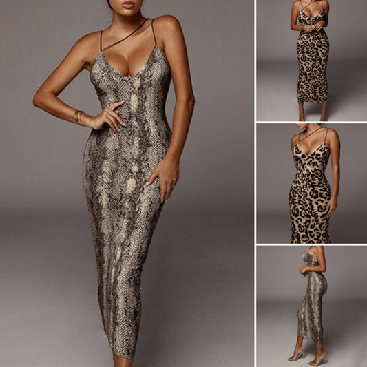 Women's Fashion Sleeveless Spaghetti Strap V-Neck Dresses
