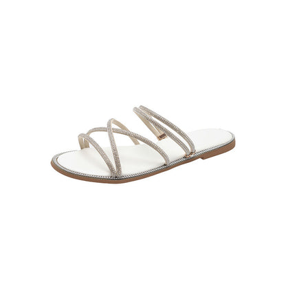 Shiny Rhinestone Casual Soft-soled Slippers