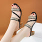 💕Women's Rhinestone-Embellished Block Heel Sandals🎁
