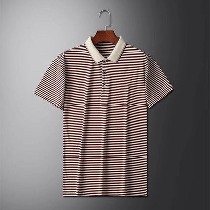 👕Men's Business Casual Striped Breathable Lapel T-Shirt