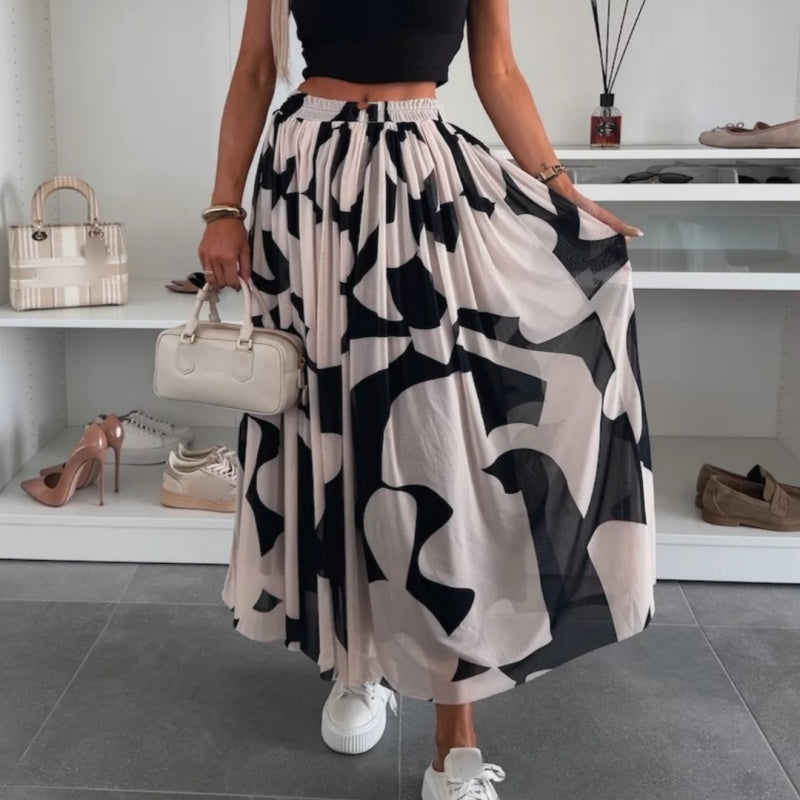 💜 LAST DAY PROMOTION - 50%OFF💜Trendy Print Elastic Waistband Flowy Maxi Skirt