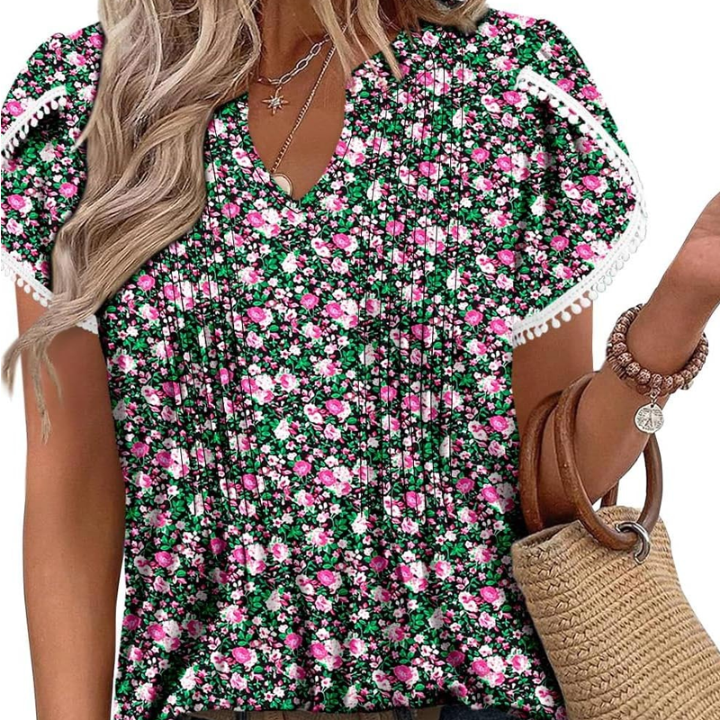 Women's Printed Short Sleeve Tunic Top