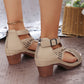 Versatile Hollow Out Mid Heel Open Toe Sandals
