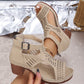 Versatile Hollow Out Mid Heel Open Toe Sandals