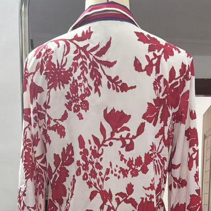 Women's Lapel Print Shirt ＆ Pants Two-Piece Set