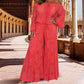 Women's two-piece set: lace top + wide-leg trousers