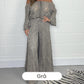 Women's two-piece set: lace top + wide-leg trousers