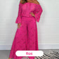 Women's two-piece set: lace top + wide-leg trousers