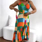 Women’s Colorful Geometric Print Tie Waist Ruffle Hem Dress