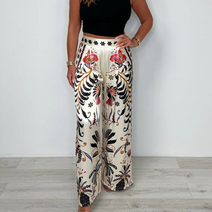 Women's Printed Satin Wide Leg Pants