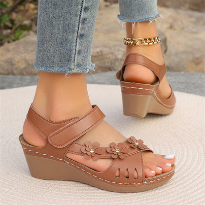 Ladies Elegant Floral Slope Bottom Sandals