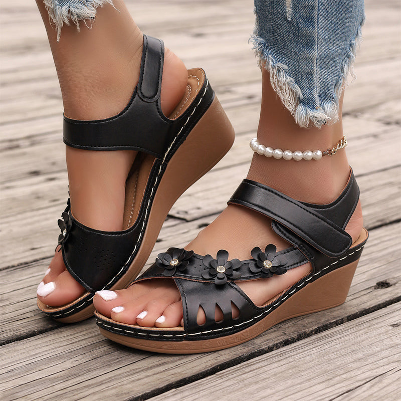 Ladies Elegant Floral Slope Bottom Sandals