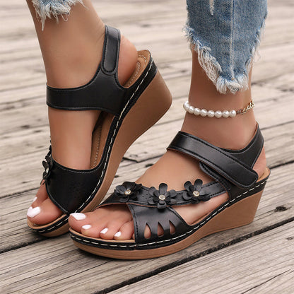 Ladies Elegant Floral Slope Bottom Sandals