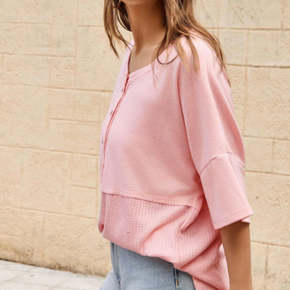 🌿Casual Button Down Waffle Knit Top