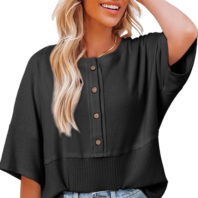 🌿Casual Button Down Waffle Knit Top
