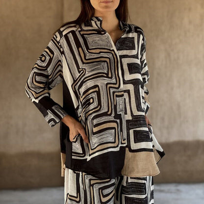 🎉Limited Sale🎉Women’s Trendy Geometric Print Top & Pants Two-Piece Set