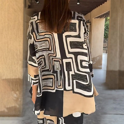 🎉Limited Sale🎉Women’s Trendy Geometric Print Top & Pants Two-Piece Set
