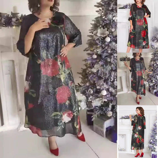 Women's Casual Round Neck Printed Dress