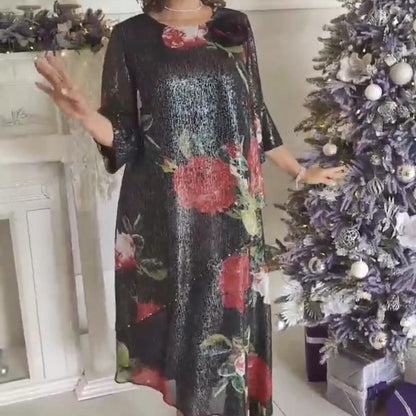 Women's Casual Round Neck Printed Dress