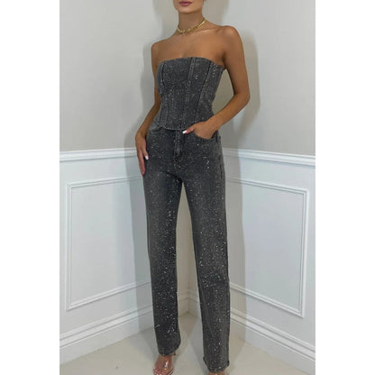 Women's Glitter Top and Pants 2-Piece Set