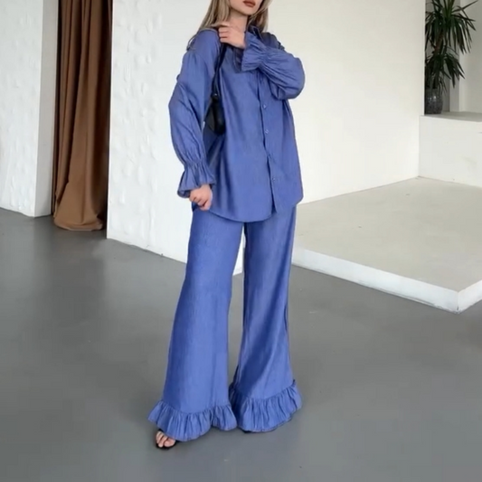 Women's Elegant Solid Color Two Piece Set