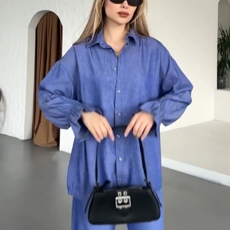 Women's Elegant Solid Color Two Piece Set