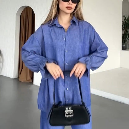 Women's Elegant Solid Color Two Piece Set