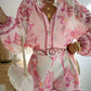Women’s Vintage Floral Print Top & Shorts Two-Piece Set