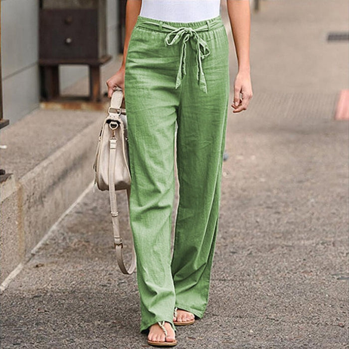 Loose Waist With Belt Wide Leg Pants