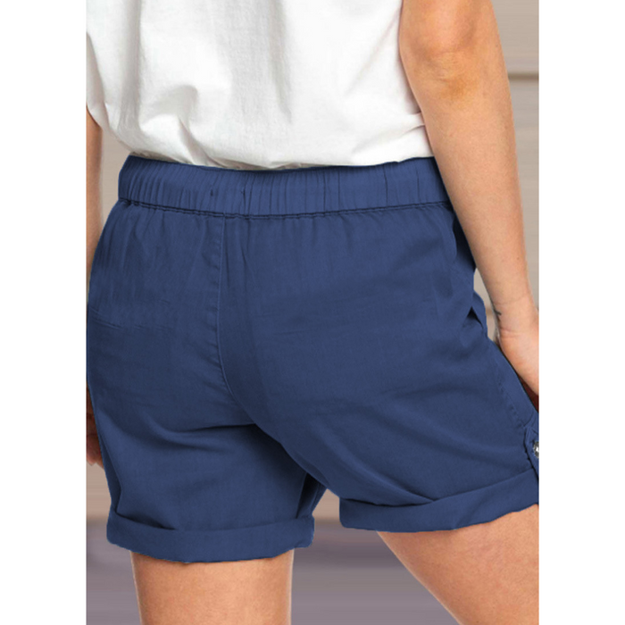 Solid Color Straight Leg Casual Shorts