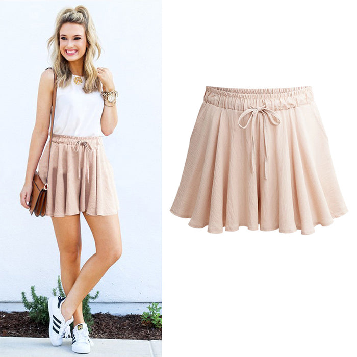 High Waist Drawstring Elastic Shorts