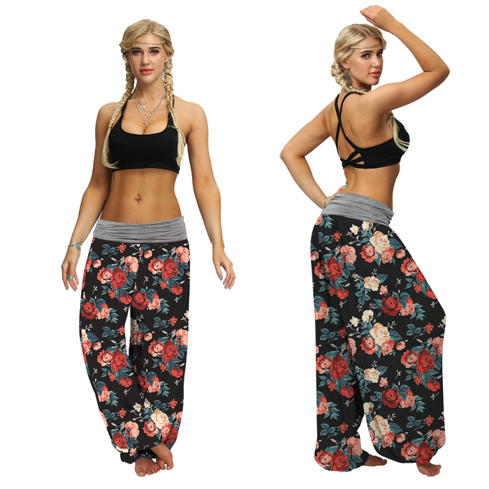 Women's Baggy Harem Floral Pants